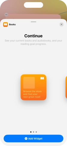 Slide your finger right or left on the screen to select the required widget size.