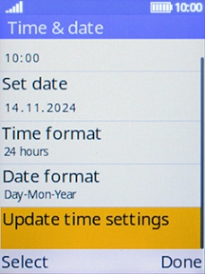 Select Update time settings.