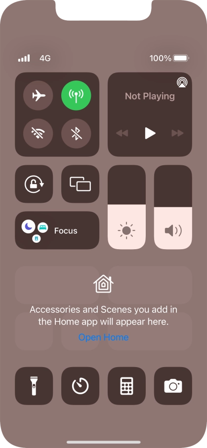 Press the flight mode icon to turn the function on or off.