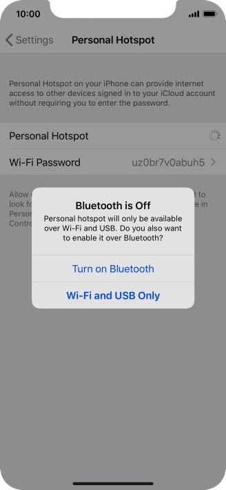 If Wi-Fi is turned on, press Wi-Fi and USB Only.