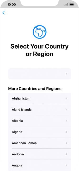 Press the required country or area.