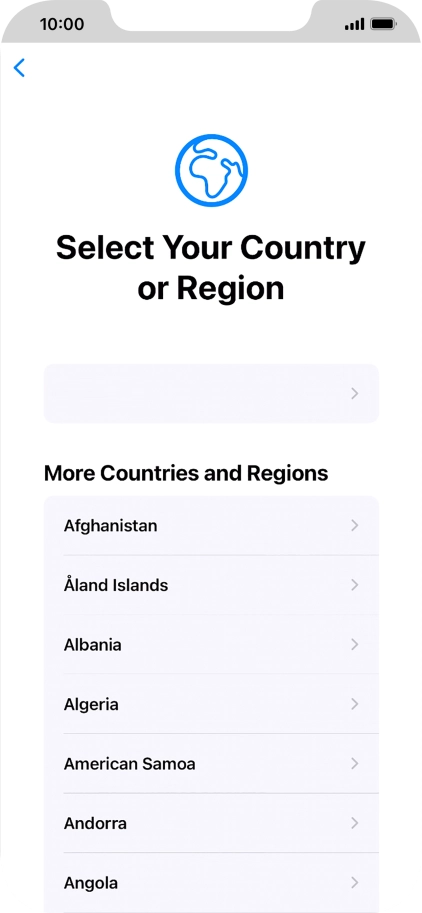 Press the required country or area.