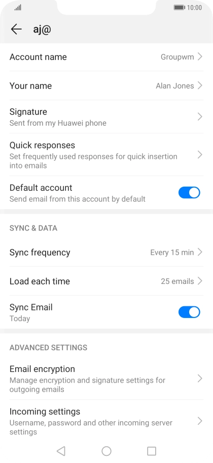 Press Account name and key in the required name.
