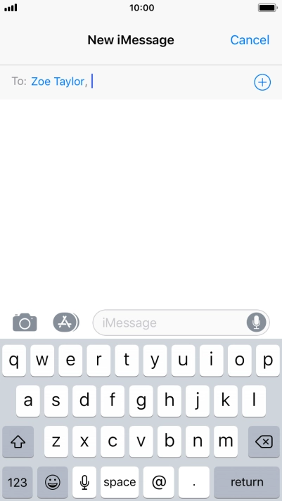 If the recipient can receive iMessages, iMessage is displayed in the text input field.
