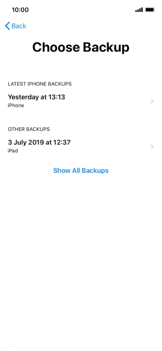 Press the required backup and your phone restores the content of the selected backup. Subsequently, follow the instructions on the screen to set up your phone and prepare it for use.