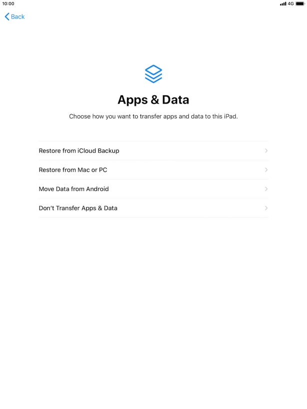 Press Don't Transfer Apps & Data and follow the instructions on the screen to finish the activation.