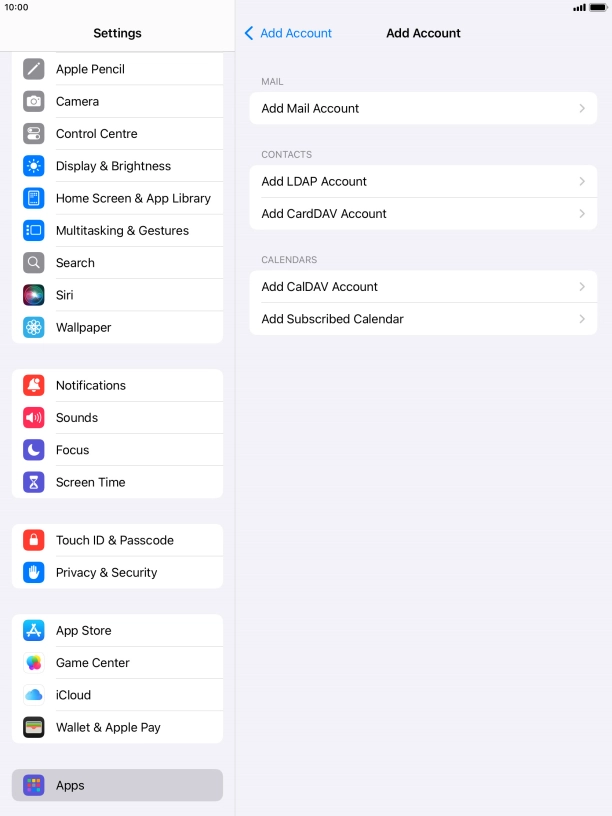 Press Add Mail Account.