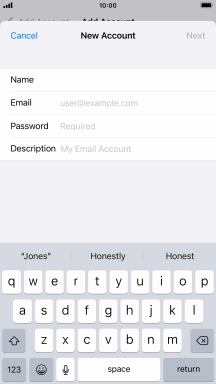 Press Email and key in your email address.