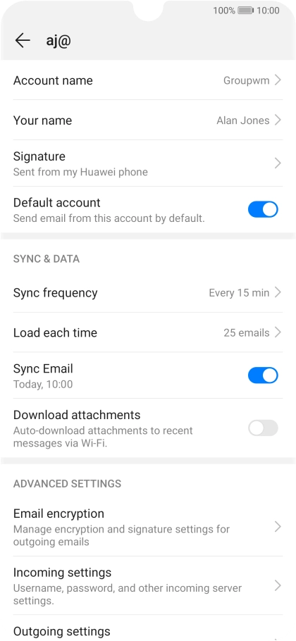 Press Account name and key in the required name.