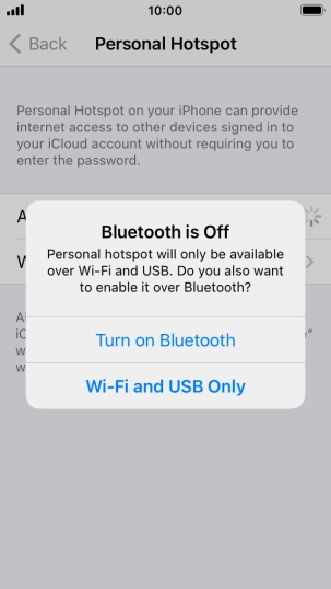 If Wi-Fi is turned on, press Wi-Fi and USB Only.