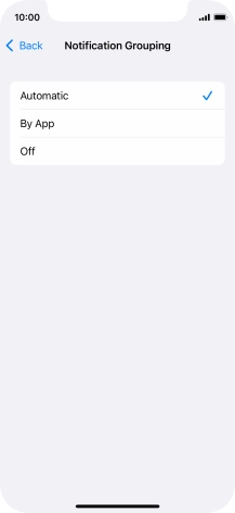 Press the required setting.