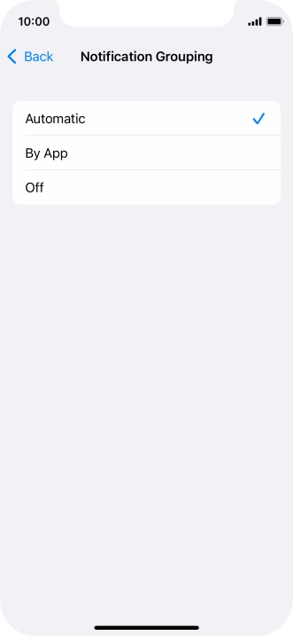 Press the required setting.