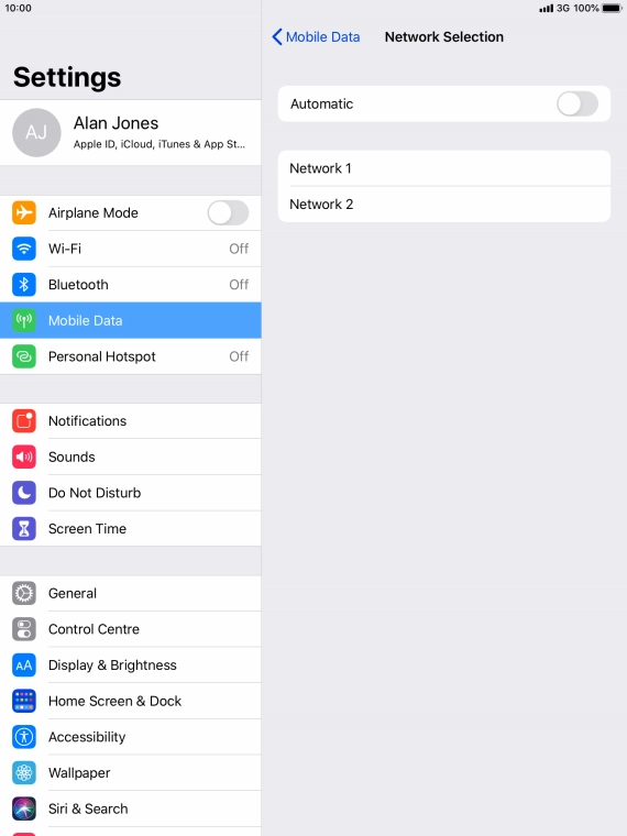 If you turn off the function, press the required network.