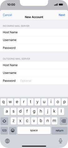 Press Password and key in the password for your email account. Please note that if you're using Vodafone's outgoing server, leave the password field empty.