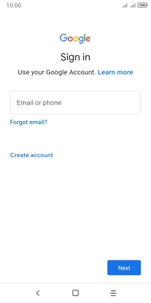 If you don't have a Google account, press Create account and follow the instructions on the screen to create an account.