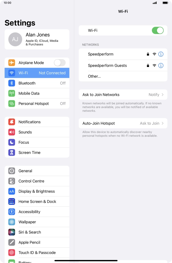 Press the required Wi-Fi network and key in the password for the Wi-Fi network.