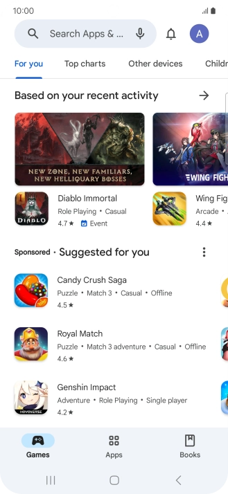 Press the search field.