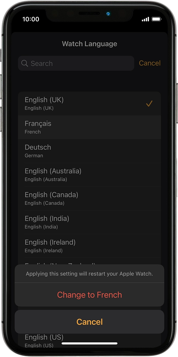 On your phone: Press Change to ‹language›.