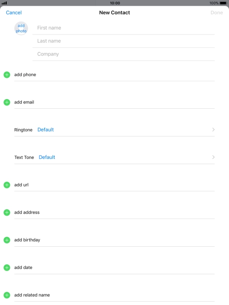 Press First name and key in the first name.