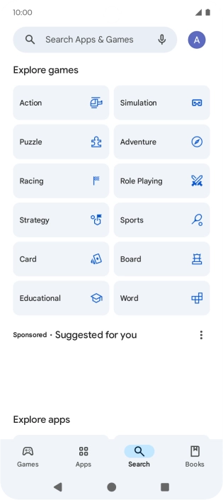 Press the search field.