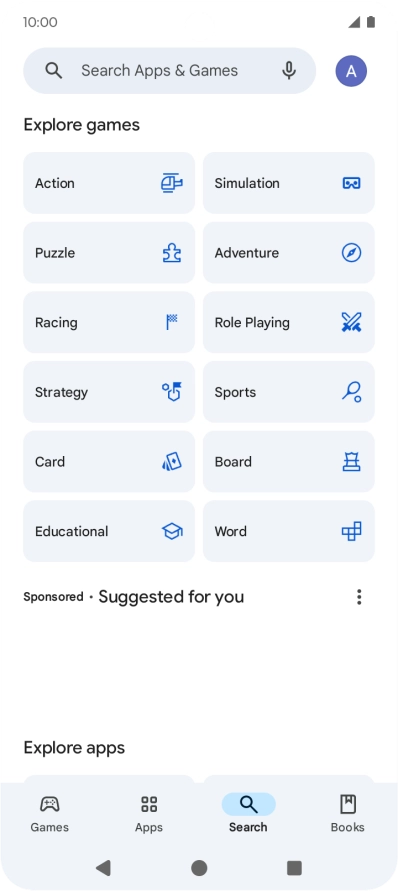 Press the search field.
