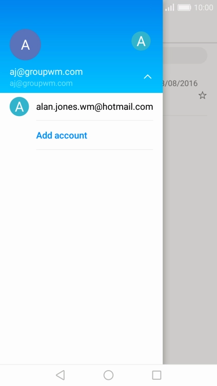 Press the required email account.