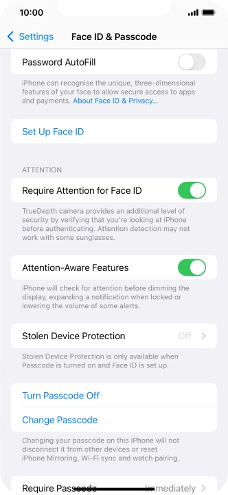 Press Turn Passcode Off and key in the phone lock code.