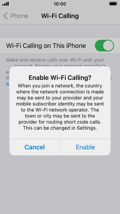 If you turn on the function, press Enable.