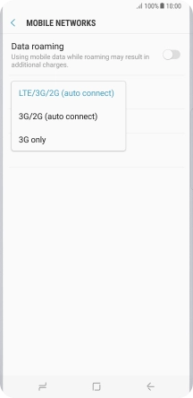 Press the required network mode.