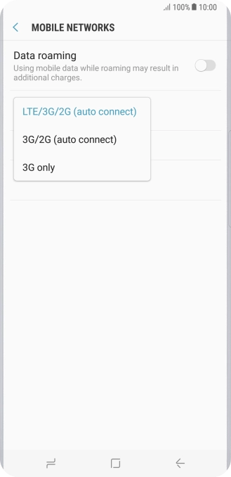 Press the required network mode.