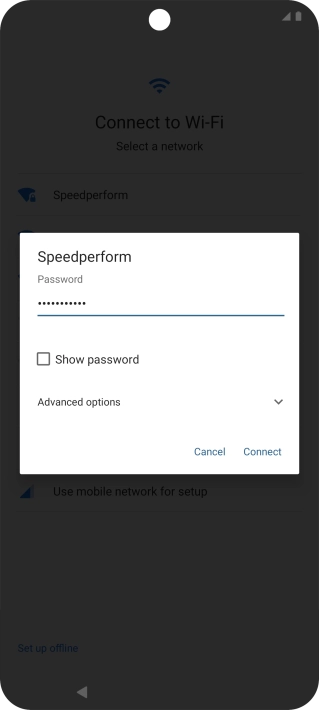 Key in the password for the Wi-Fi network and press Connect.