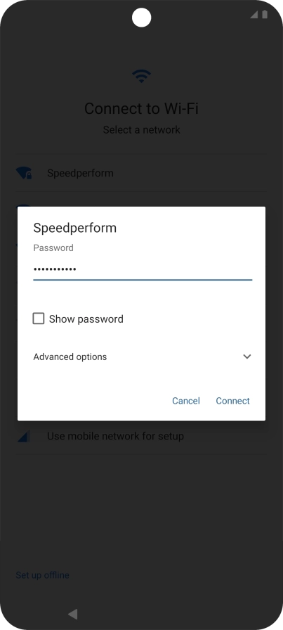 Key in the password for the Wi-Fi network and press Connect.