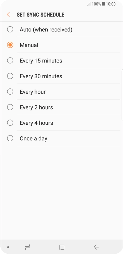 Press the required setting.