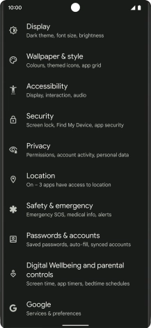 Press Passwords & accounts.