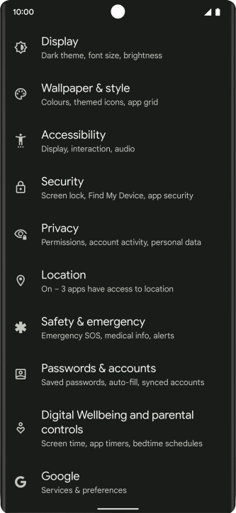 Press Passwords & accounts.
