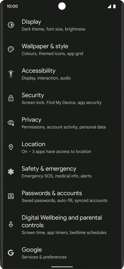 Press Passwords & accounts.