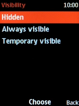 Select the required setting to turn Bluetooth visibility on or off.