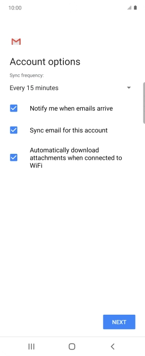If this screen is displayed, you email account has been recognised and set up automatically. Follow the instructions on the screen to key in more information and finish setting up your phone.