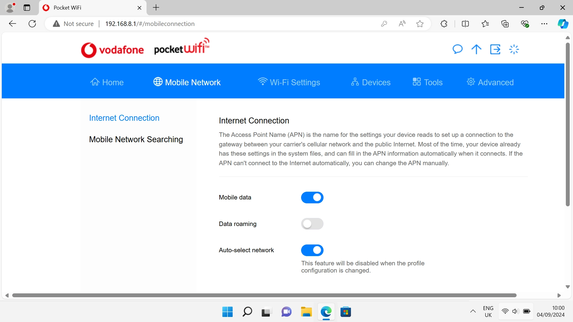 Click Internet Connection.