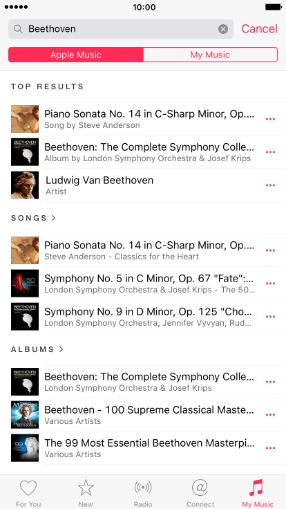 Press the dots next to the required song.