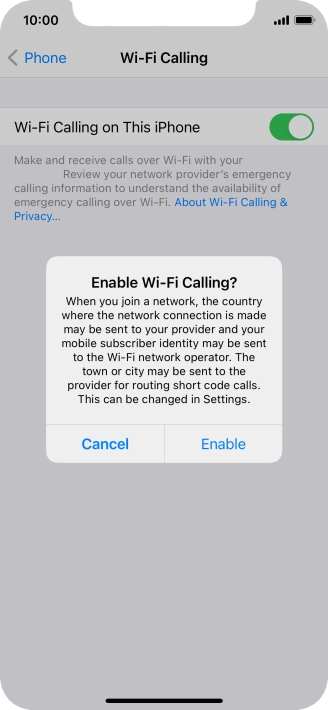 If you turn on the function, press Enable.
