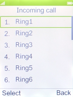 Highlight the required ring tones to hear them.