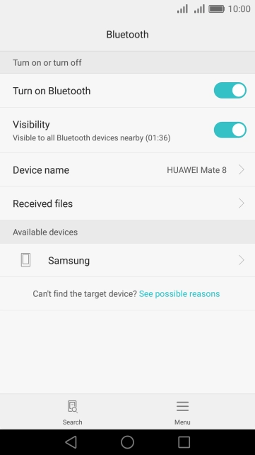 Press the required Bluetooth device and follow the instructions on the screen to pair the device with your phone.