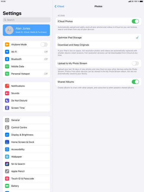 Press the indicator next to 