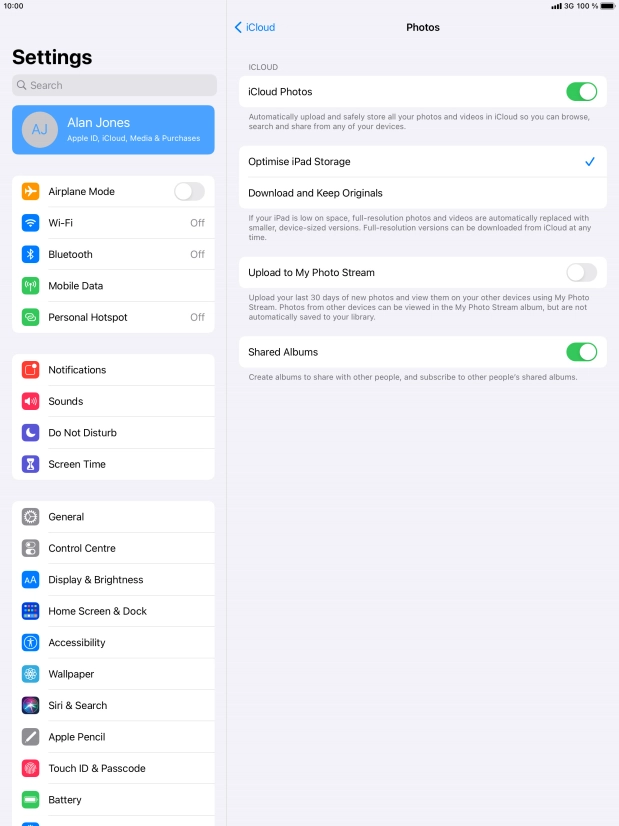 Press the indicator next to 