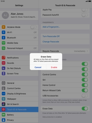 If you turn on the function, press Enable.