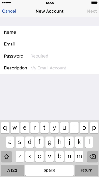 Press Password and key in the password for your email account.