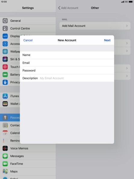 Press Description and key in the required name.