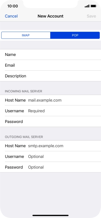 Press Host Name and key in the name of your email provider's incoming server.