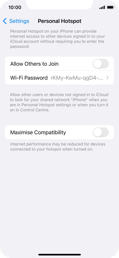Press Wi-Fi Password and key in the required password.